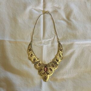 Pink and Silver Statement Necklace